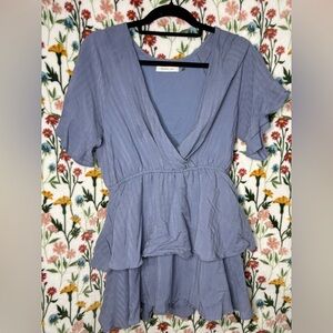 Mustard Seed Dusty Lavender Wrap Peplum Mini Dress